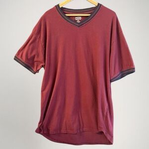 Vintage Harlem Tee | 5XL | Maroon V-Neck | Big & Tall Oversized Fit